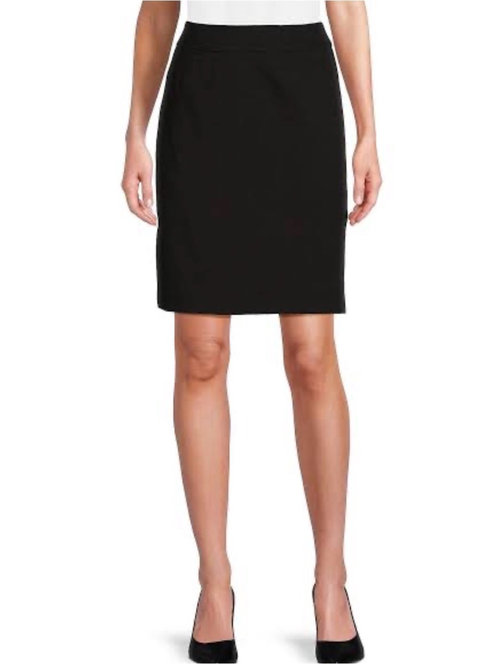 H&M Black Textured Midi Skirt with Subtle Split